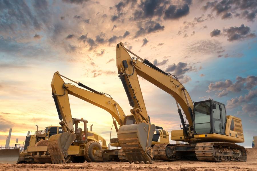 Construction plant line-up ready for operator training